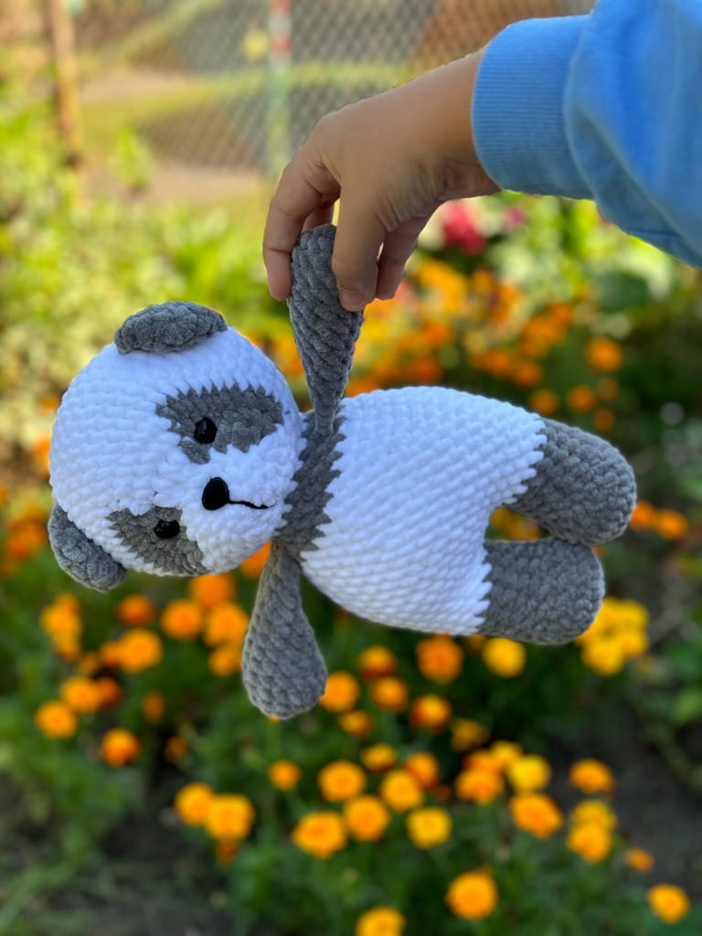 Miś Panda pluszowa zabawka maskotka rękodzieło na szydełku_3