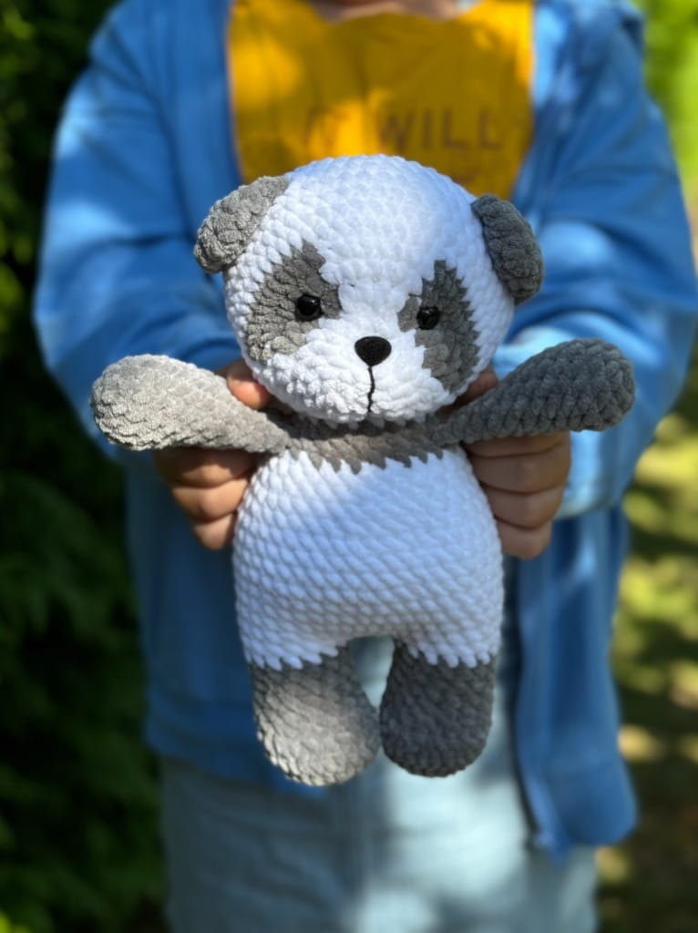 Miś Panda pluszowa zabawka maskotka rękodzieło na szydełku_4