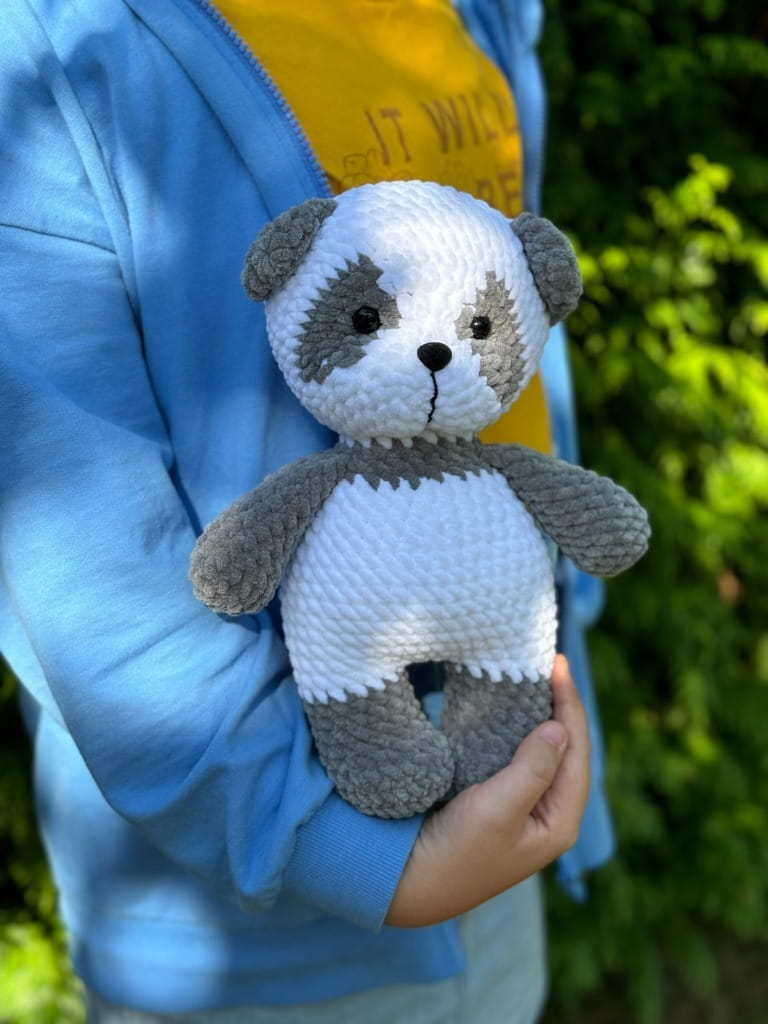 Miś Panda pluszowa zabawka maskotka rękodzieło na szydełku_5