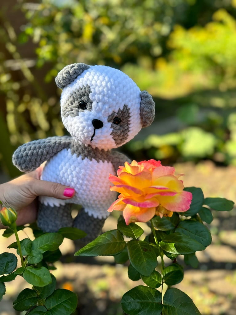 Miś Panda pluszowa zabawka maskotka rękodzieło na szydełku_7