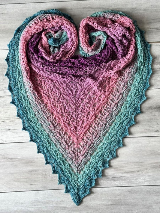 Chusta szydełkowa wielokolorowa trójkątna_1